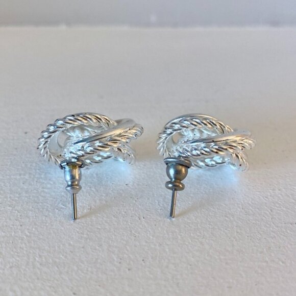 3 For $25! Silver Woven Knot Stud Earrings - Picture 2 of 3